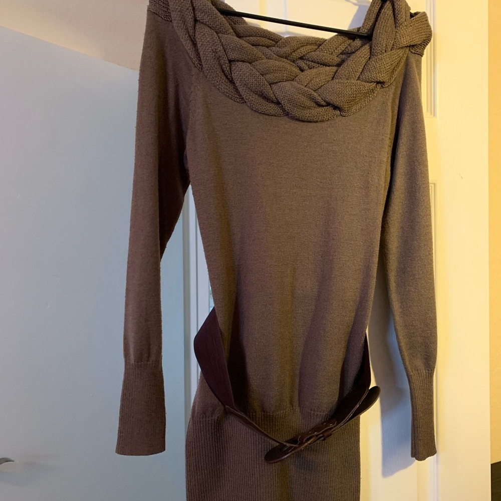 Brown sweater dress
